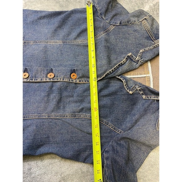 Levi Strauss Denim Blazer Women's XL Button Blue Jean Jacket Distressed Copper - Picture 8 of 10